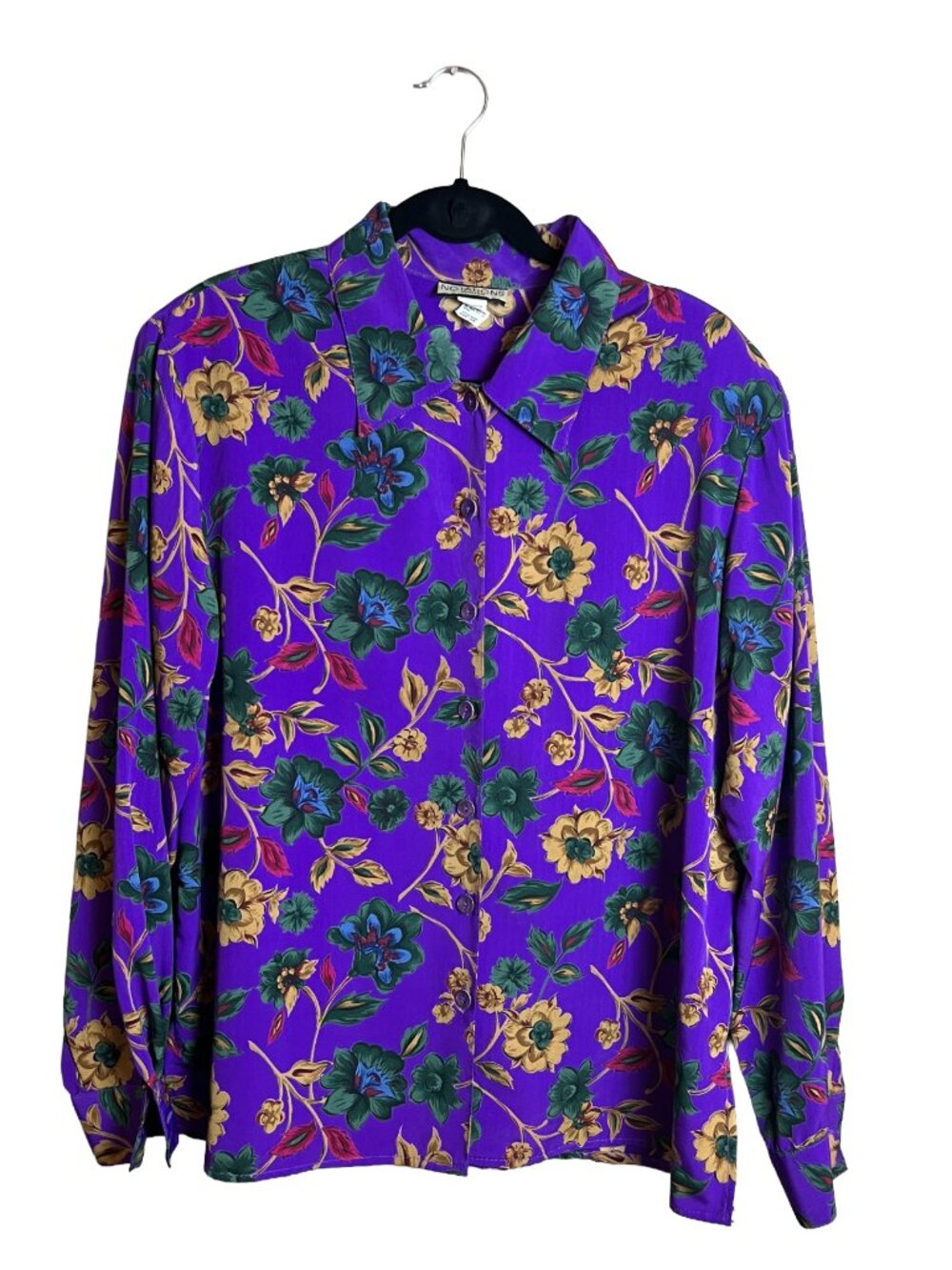 Notations Woman Vintage Floral Blouse Purple 90s Plus Size 18W